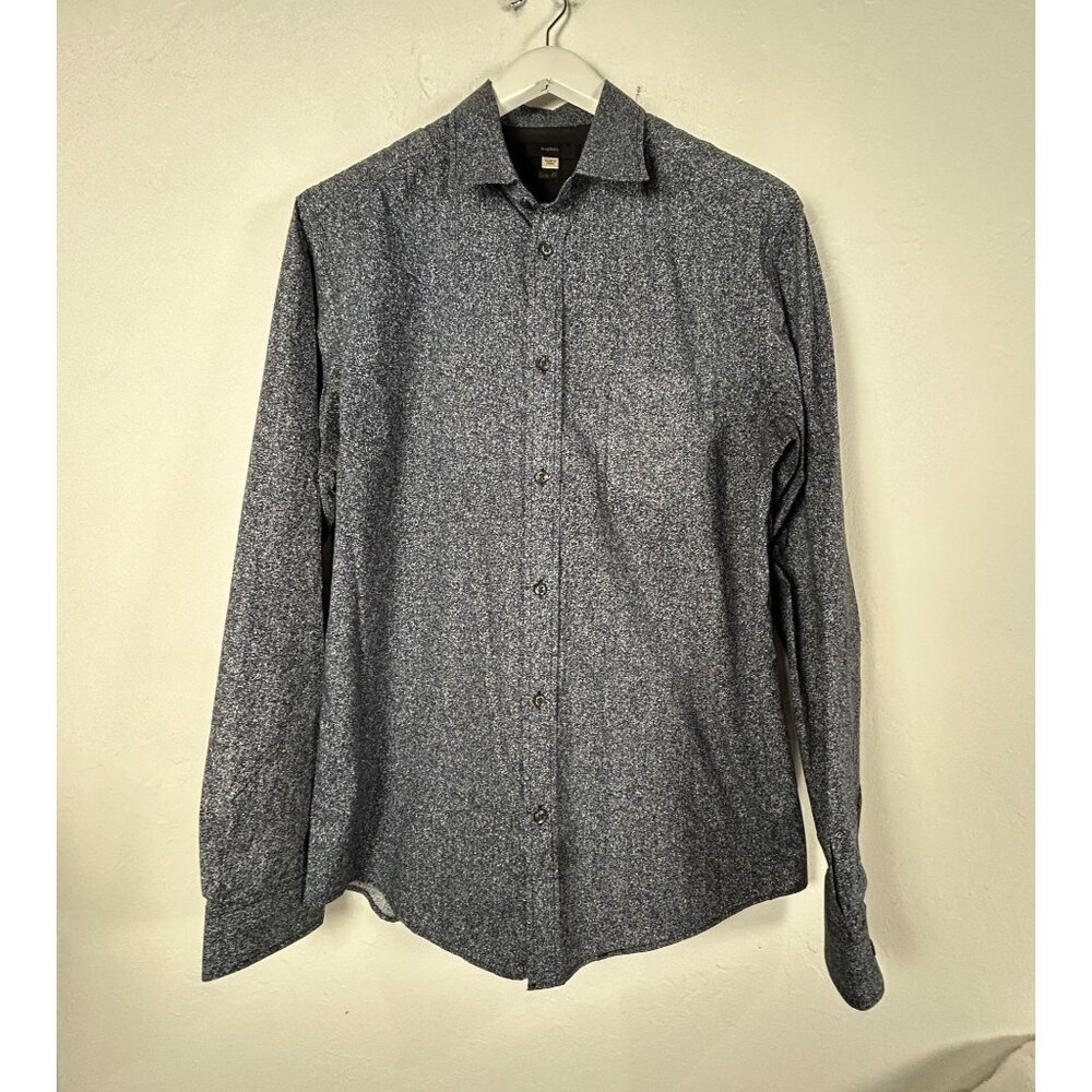 Diesel Slim-Fit Mens Long-Sleeve Button-Up Shirt Navy/White Print Casual